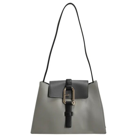 Furla Nuvola Leather Bag, Adjustable Strap, Gray/Black, Cenere/Soil/Nero - Picture 2 of 15